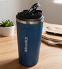 Blue Stainless Steel Insulated Coffee Mug with Carrying Strap, 550 ml