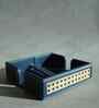 Steel Blue PU Leather and Natural Rattan Tissue Holder with Weighted Bar Design