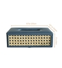 Steel Blue Rectangular PU Leather and Natural Rattan Tissue Box Holder