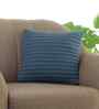 Steel Blue Shell 100% Cotton Stripes 16X16 Inches Knitted Cushion Cover With Filler