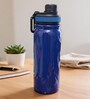 Blue Stainless Steel Shine Water Bottle with Flip Top Lid & Carry Loop, 750 ml