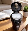 Brown Stainless Steel Travel Coffee Mug with Push Button Lid, 500 ml