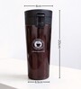 Brown Stainless Steel Travel Coffee Mug with Push Button Lid, 500 ml