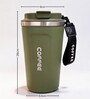 Green Stainless Steel Insulated Coffee Mug with Carrying Strap, 550 ml