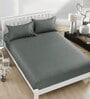 Steel Grey Solid 400 TC Cotton Satin King Bedsheet With 2 Pillow Covers