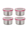 Steel Lock Silver Round 1L Food Lock Lunch Box