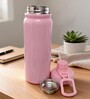 Pink Stainless Steel Shine Water Bottle with Flip Top Lid & Carry Loop, 750 ml