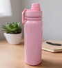 Pink Stainless Steel Shine Water Bottle with Flip Top Lid & Carry Loop, 750 ml