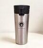 Silver Stainless Steel Travel Coffee Mug with Push Button Lid, 500 ml