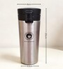 Silver Stainless Steel Travel Coffee Mug with Push Button Lid, 500 ml