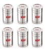 Silver 1.4 Ltr Food Grade Stainless Steel (Set of 6) Sugar Storage Container With Transparent Lid