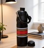 Black Stainless Steel Strip Line Water Bottle, 750 ml