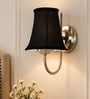 Steel Wall Light   Black Cotton Fabric Shade | Bedroom & Office