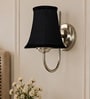 Steel Wall Light   Black Cotton Fabric Shade | Bedroom & Office