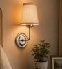 Steel Wall Mounted Lamp with Beige Jute Shade & Cafe