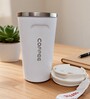 White Stainless Steel Insulated Coffee Mug with Carrying Strap, 550 ml