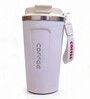 White Stainless Steel Insulated Coffee Mug with Carrying Strap, 550 ml