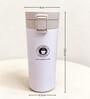 White Stainless Steel Travel Coffee Mug with Push Button Lid, 500 ml