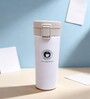 White Stainless Steel Travel Coffee Mug with Push Button Lid, 500 ml