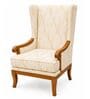 Stellan Teak Wood Wing Chair With Suede Fabric In OffWhite Colour Stellan Teak Wood Wing Chair With Suede Fabric In OffWhite Colour