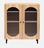 Stellar Fluted Glass 2 Door Cabinet With Automatic LED light & Adjustable Shelf In Oak In Oak finish