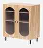 Stellar Fluted Glass 2 Door Cabinet With Automatic LED light & Adjustable Shelf In Oak In Oak finish