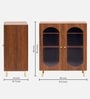 Stellar Fluted Glass 2 Door Cabinet With Automatic LED light & Adjustable Shelf In Brown finish
