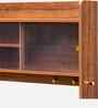 Stellar Fluted Glass Crokery Unit With Automatic LED light & Adjustable Shelf In Teak Brown