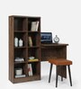 Stellar Study Desk With Bookshelf & Stool in Walnut Colour