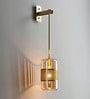 Stello Contemporary Wall Light   Gold Finish with Amber Glass Shade