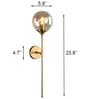 Stello Crystal Globe Wall Light   Gold Finish with Amber Glass Shade
