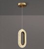 Stello Halo Pendant Light   Textured Oval Loop in Gold Finish
