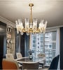 Stello Luxe Radiance Chandelier   Gold Frame with Textured Crystal Shades