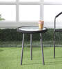Stem Steel & Braided Rope Outdoor Table In Black Grey Finish