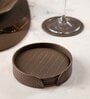 Sterling Round Grey Recycled leather (Set of 6) Coasters
