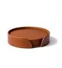 Sterling Round Brown Recycled leather (Set of 6) Coasters