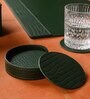 Sterling Round GreenRecycled leather (Set of 6) Coasters