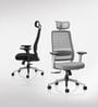 Sthira Pro Office Chair with Seat Slider & Adjustable Lumbar Support in White Colour