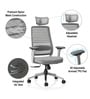 Sthira Pro Office Chair with Seat Slider & Adjustable Lumbar Support in White Colour