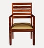 Stigen Sheesham Wood Arm Chair with Seat Cushion In Honey Oak Finish