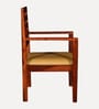 Stigen Sheesham Wood Arm Chair with Seat Cushion In Honey Oak Finish