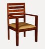 Stigen Sheesham Wood Arm Chair with Seat Cushion In Honey Oak Finish