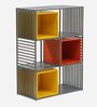Stiles Metallic Book Shelf with Cubes In Grey Colour