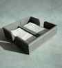 Stone Grey PU Leather Tissue Holder with Weighted Bar Design Elegant Tabletop Napkin Dispenser