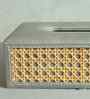 Stone Grey Rectangular PU Leather and Natural Rattan Tissue Box Holder