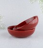 (Set Of 2) Stoneware Snack Bowls (Red)