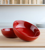 (Set Of 2) Stoneware Snack Bowls (Red)