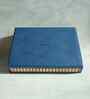 Steel Blue Medium PU Leather and Natural Rattan Multipurpose Tray