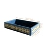 Steel Blue Small PU Leather and Natural Rattan Multipurpose Tray