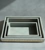 Stone Gray Large PU Leather and Natural Rattan Multipurpose Tray